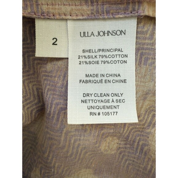 Ulla Johnson Livana Silk-Cotton Blend Puff Sleeve Lightweight V-Neck Top size 2 - Picture 11 of 13